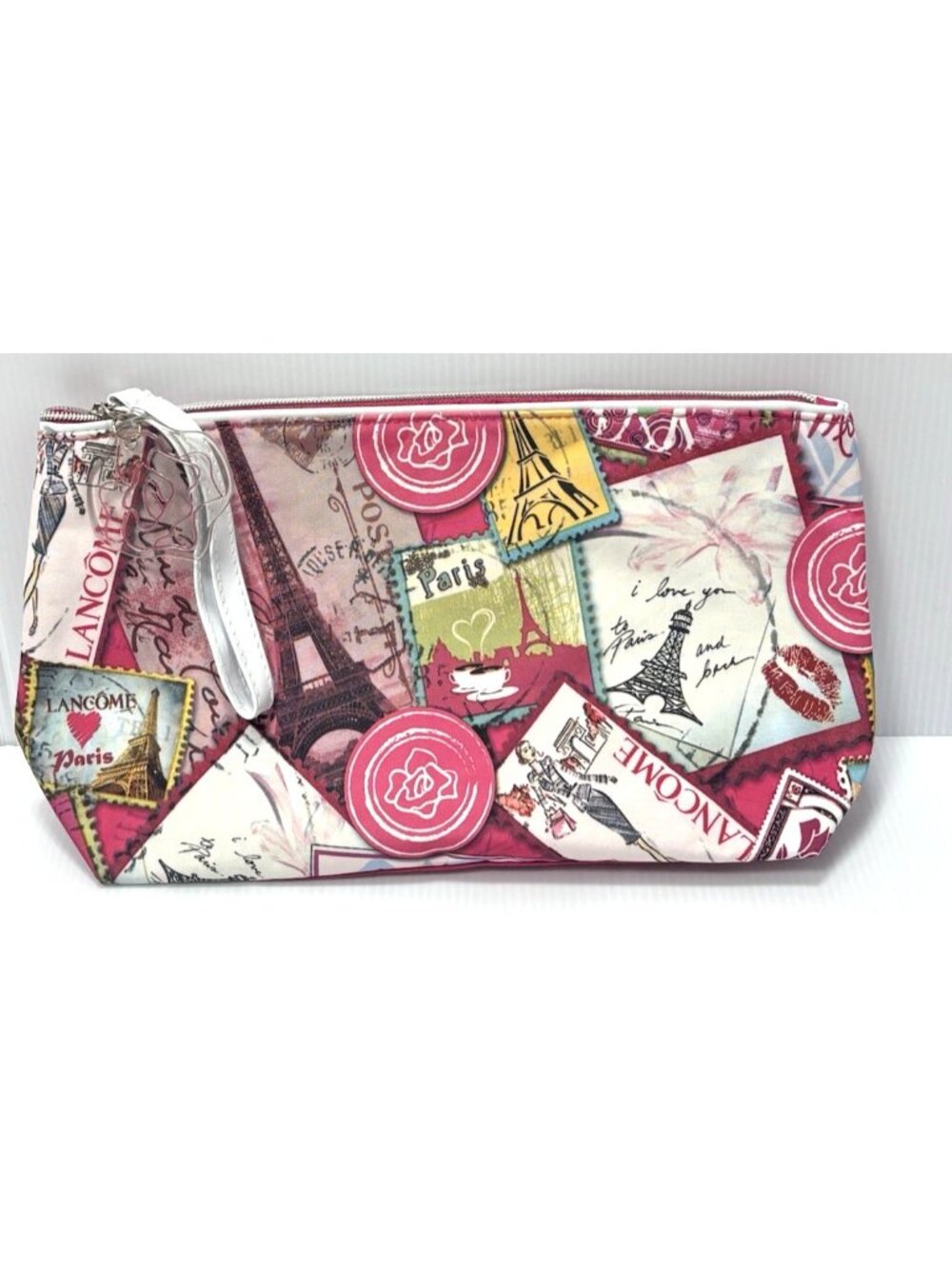Lancôme Paris Cosmetic Bag Makeup Pouch Pink Eiffel Tower Travel Case New